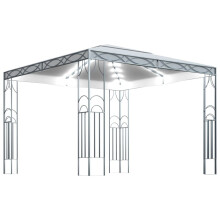 vidaXL Gazebo with LED String Lights 300x300 cm Cream Outdoor Patio Sunshade