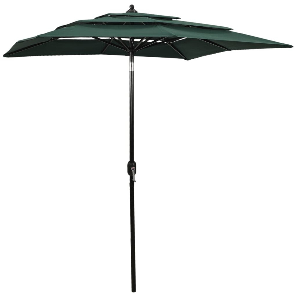 vidaXL 3-Tier Parasol with Aluminium Pole Green 2x2 m Outdoor Umbrella Canopy