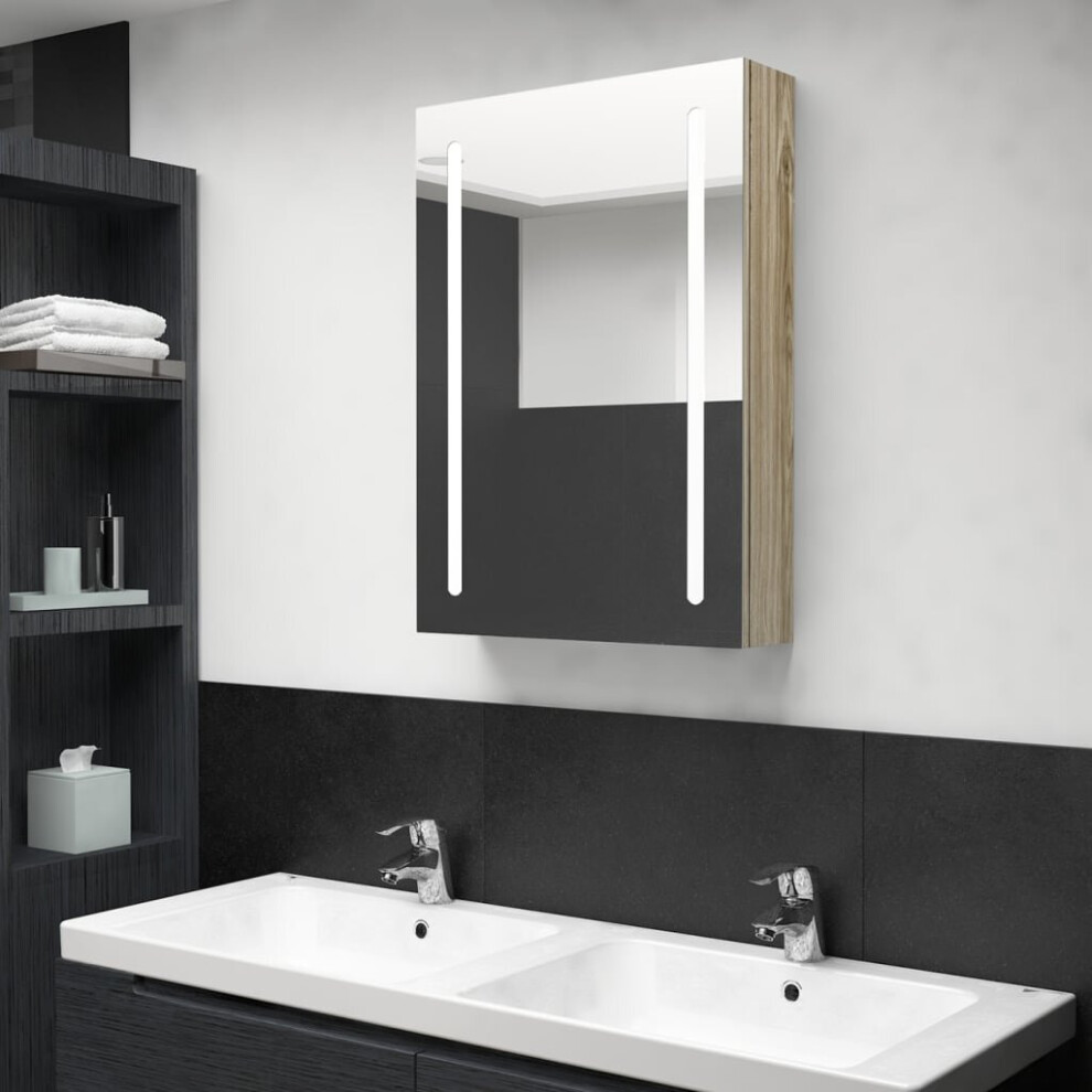 Vidaxl Led Bathroom Mirror Oak Medicine Cabinet Furniture Storage Vanity Unit