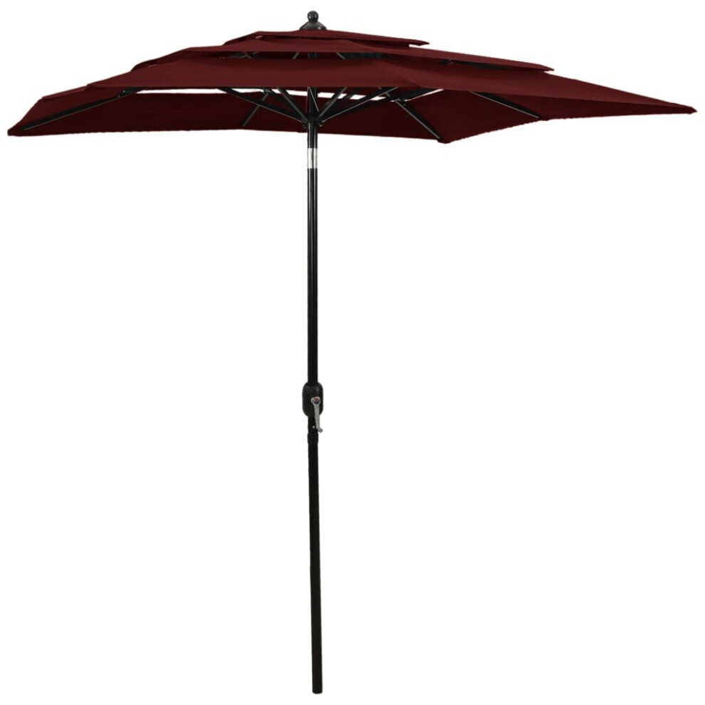 vidaXL 3-Tier Parasol with Aluminium Pole Bordeaux Red 2x2 m Outdoor Umbrella