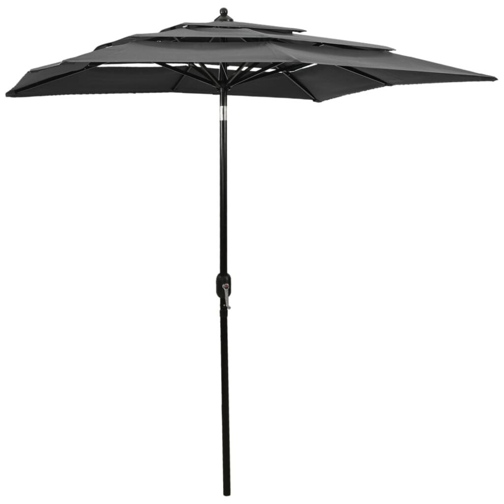 vidaXL 3-Tier Parasol with Aluminium Pole Anthracite 2x2 m Outdoor Umbrella