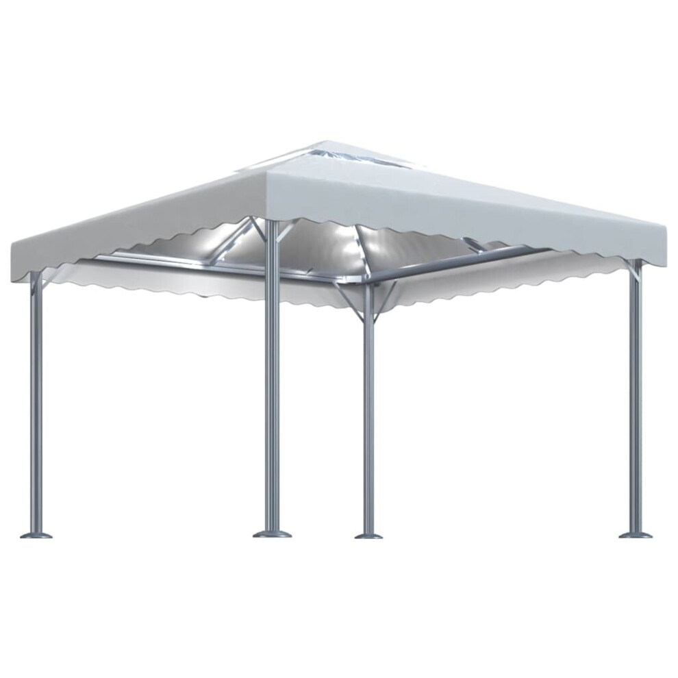 vidaXL Gazebo with LED String Lights 300x300 cm Cream Aluminium Patio Sunshade