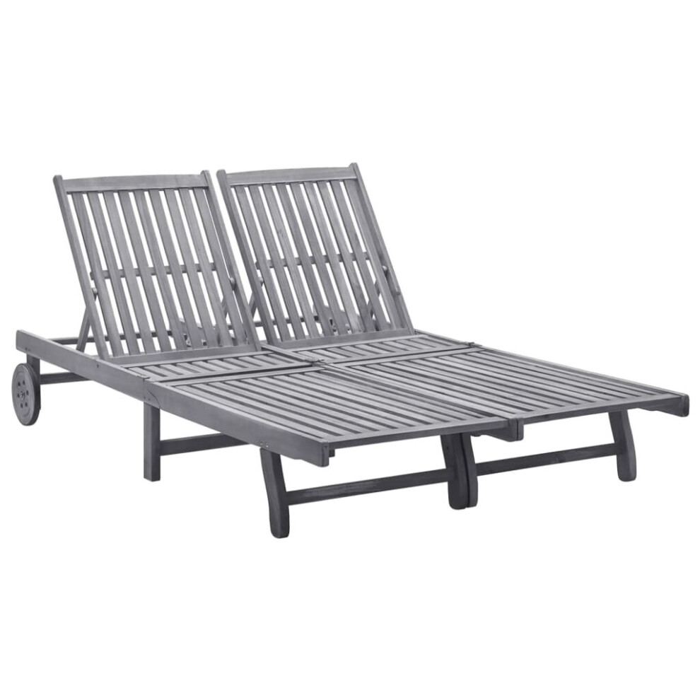 Vidaxl Solid Acacia Wood 2-Person Sun Loungers Outdoor Furniture Seating Sunbeds