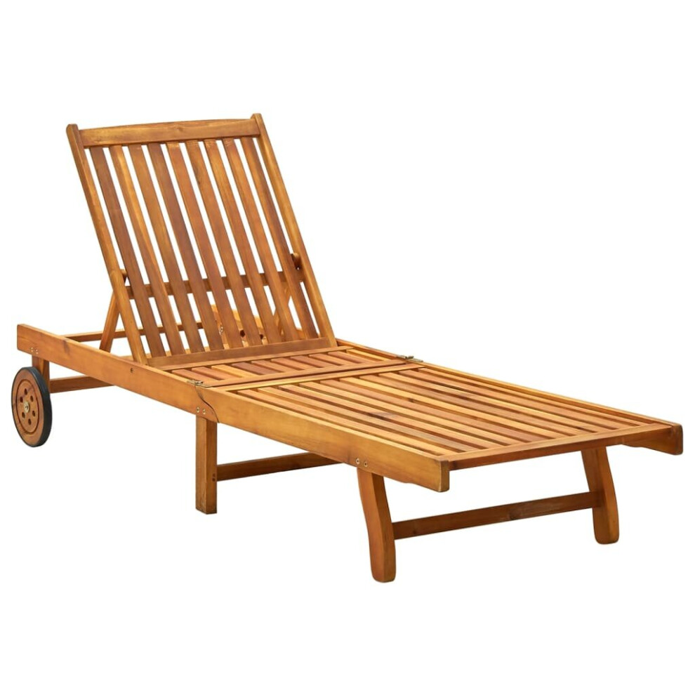 vidaXL Solid Acacia Wood Sun Lounger Outdoor Furniture Seating Sunbed Chair