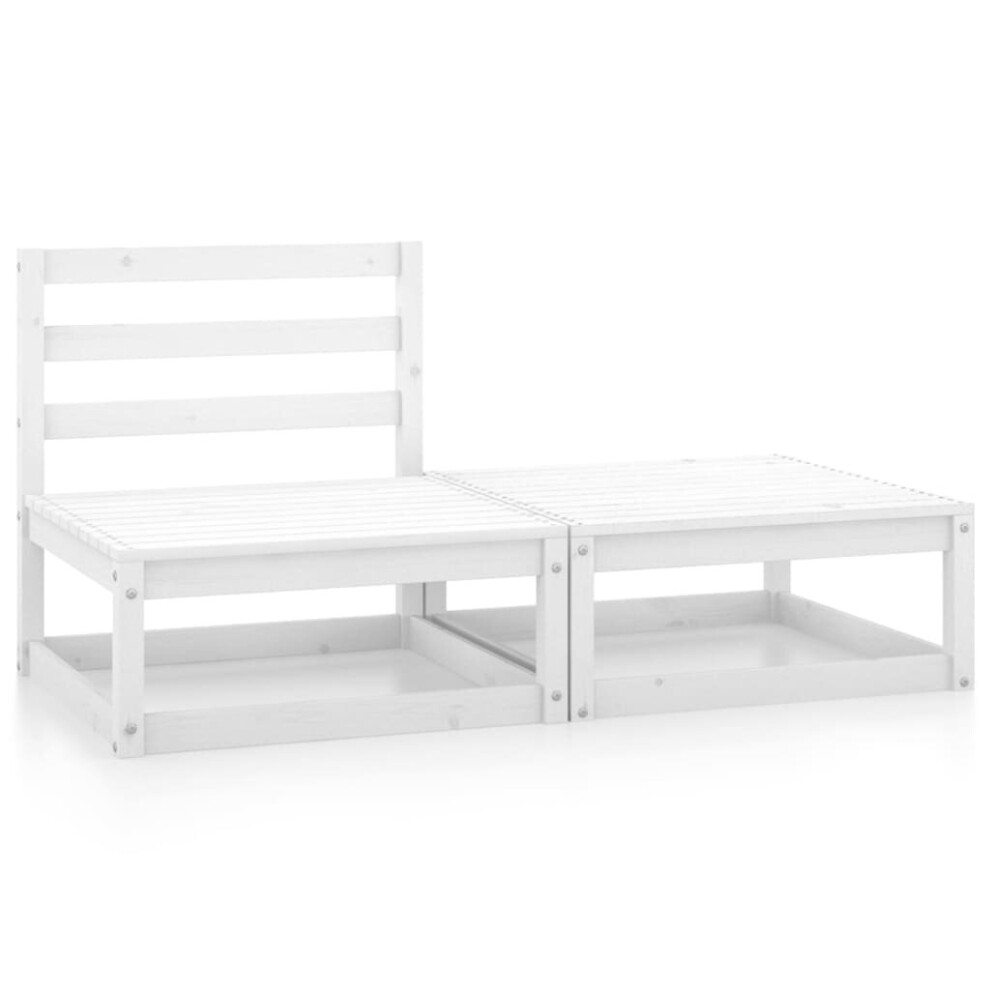 vidaXL Solid Pinewood Garden Lounge Set 2 Piece White outdoor Lounge Sofa