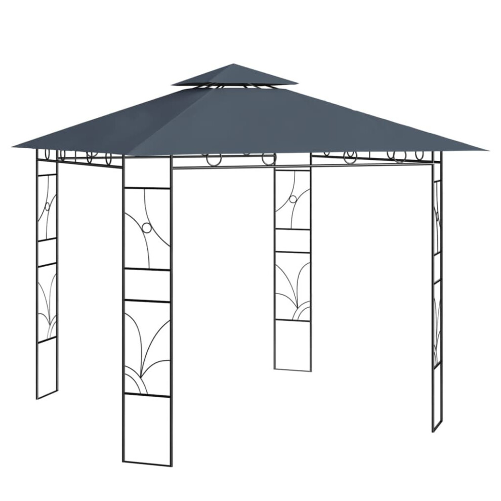 vidaXL Gazebo 3x3x2.7 m Anthracite 160 g/mÂ² Outdoor Living Structure Canopy