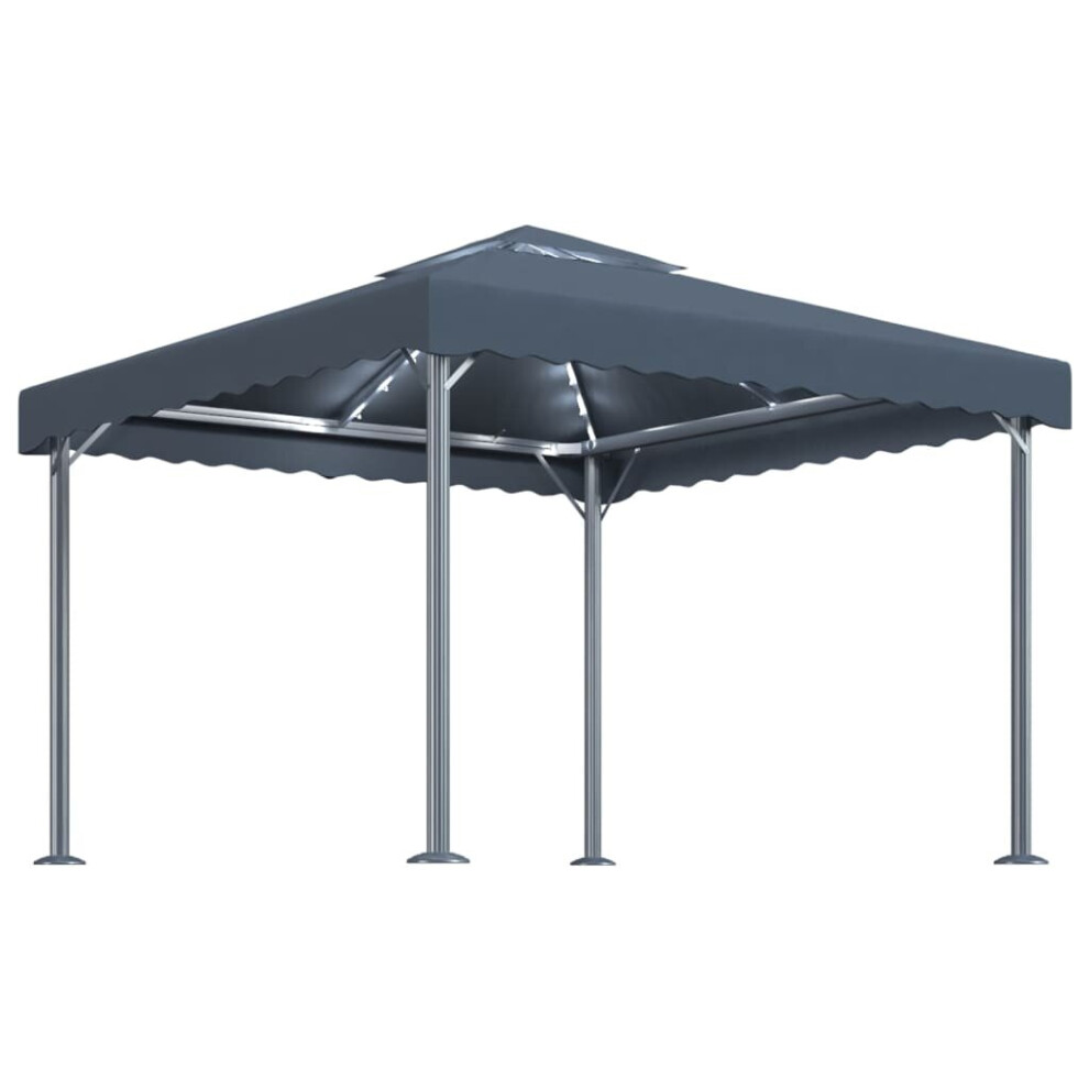 Vidaxl Gazebo With Led String Lights 300X300 Cm Aluminium Patio Canopy Tent