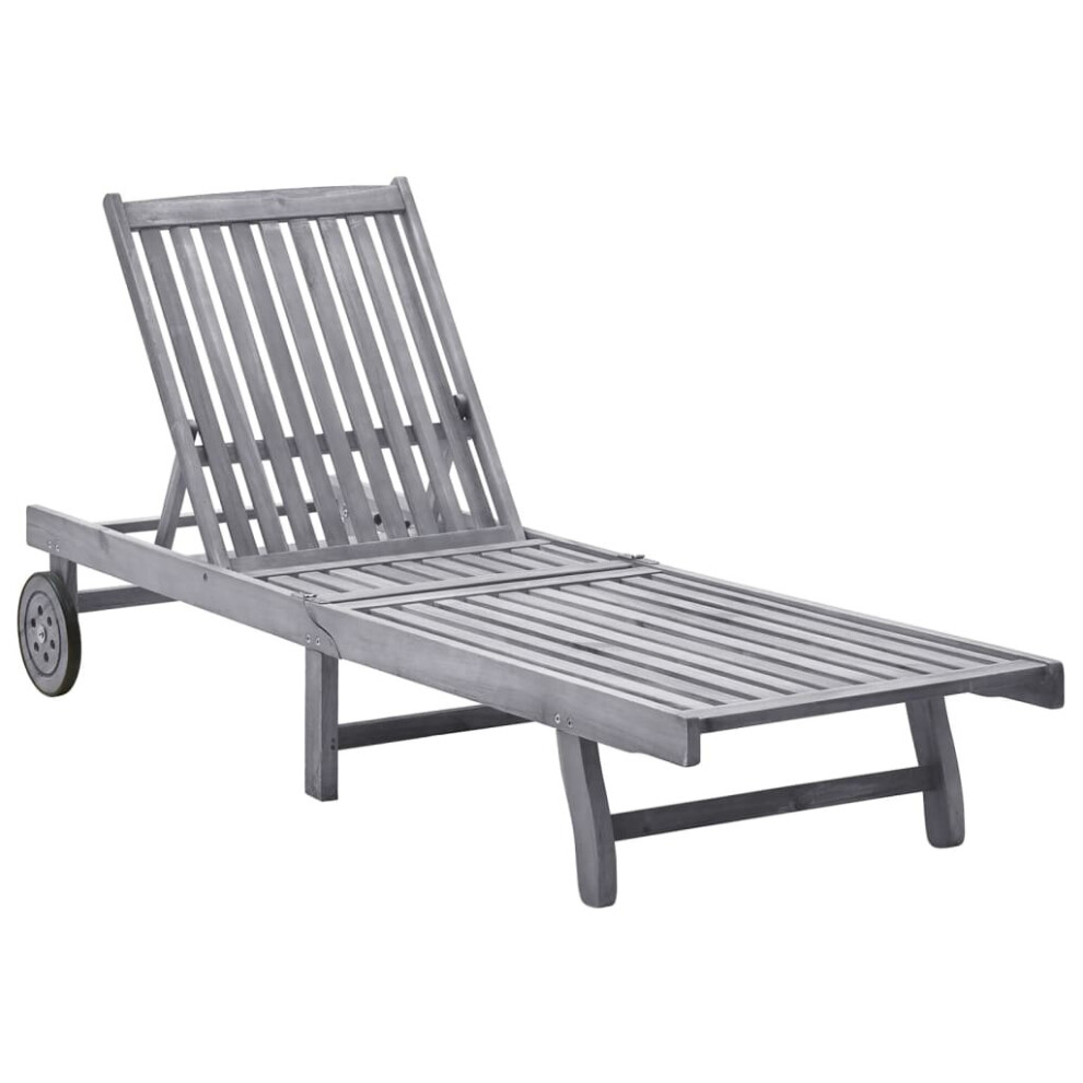 vidaXL Solid Acacia Wood Sun Lounger Outdoor Furniture Seating Sunbed Chair