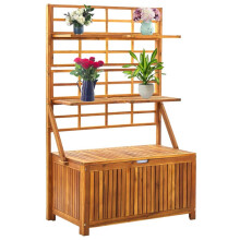 vidaXL Solid Acacia Wood Storage Box with Trellis 99x55x160 cm Sunbeds Chair