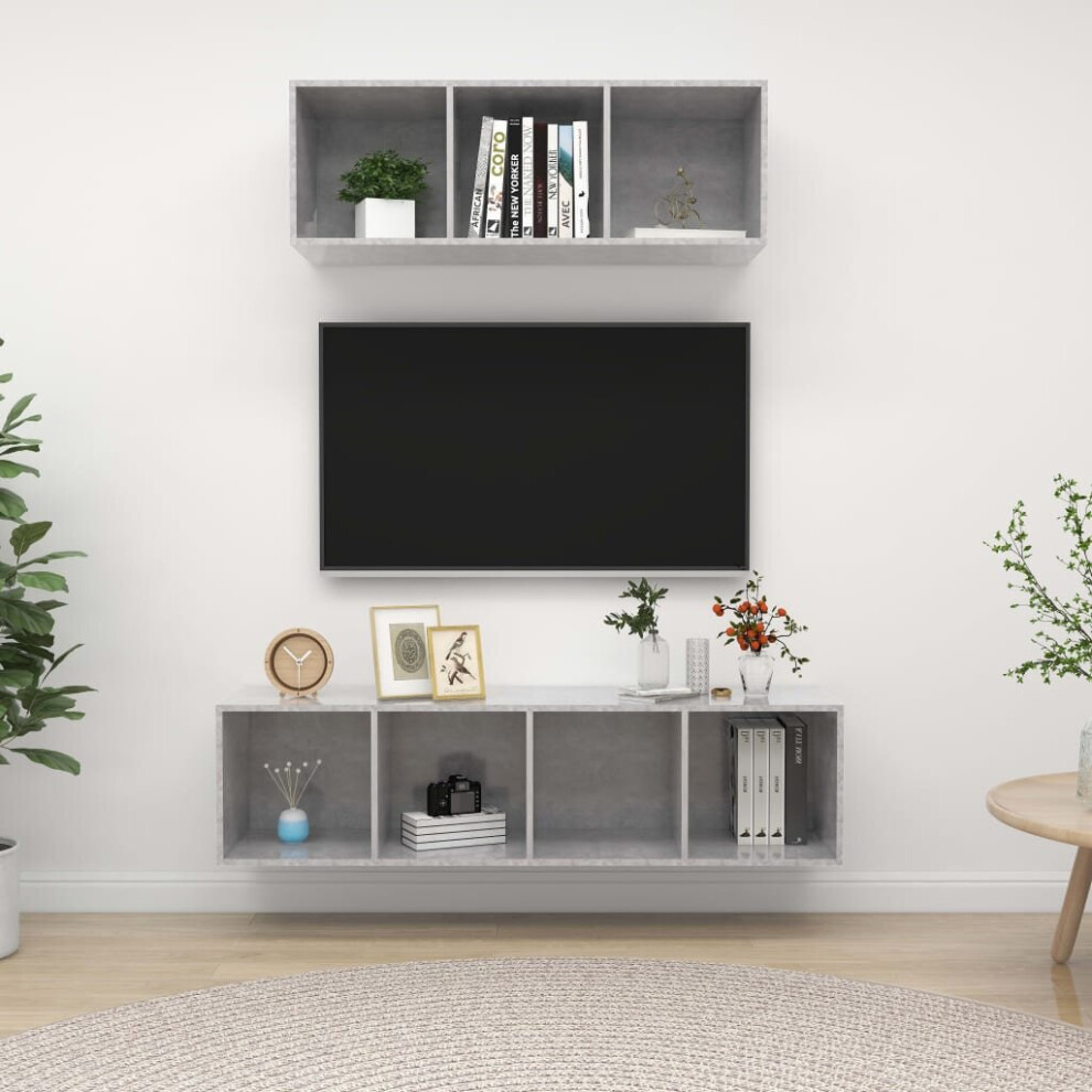 Vidaxl Tv Cabinet Set 2 Piece Concrete Grey Engineered Wood Stereo Cabinet