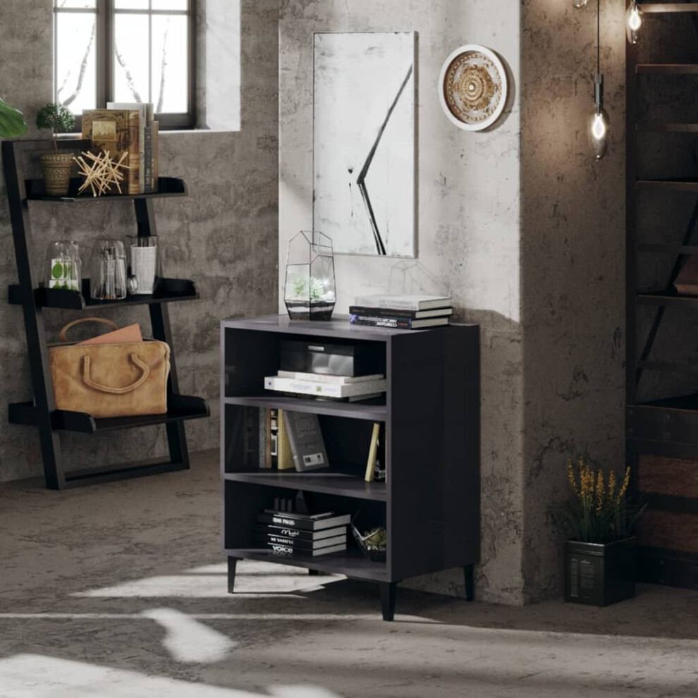 vidaXL Sideboard High Gloss Grey Engineered Wood Indoor Furniture Side Cabinet