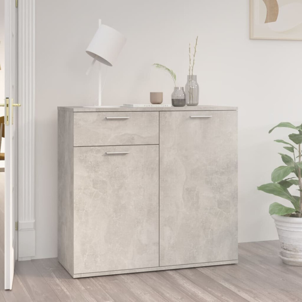 vidaXL Sideboard Concrete Grey Engineered Wood Chest of Drawer Storage Cabinet