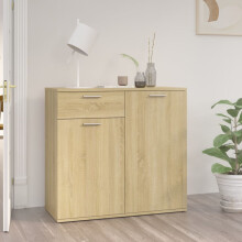 vidaXL Sonoma Oak Engineered Wood Sideboard with 2 Doors & 1 Drawer, 80x36x75 cm, 805773