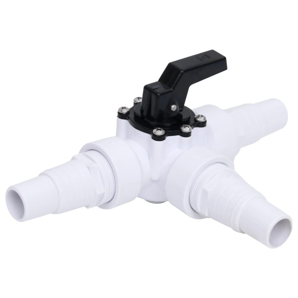 vidaXL Swimming Pool 3-Way Ball Valve White and Black Spa Accessory Fixture