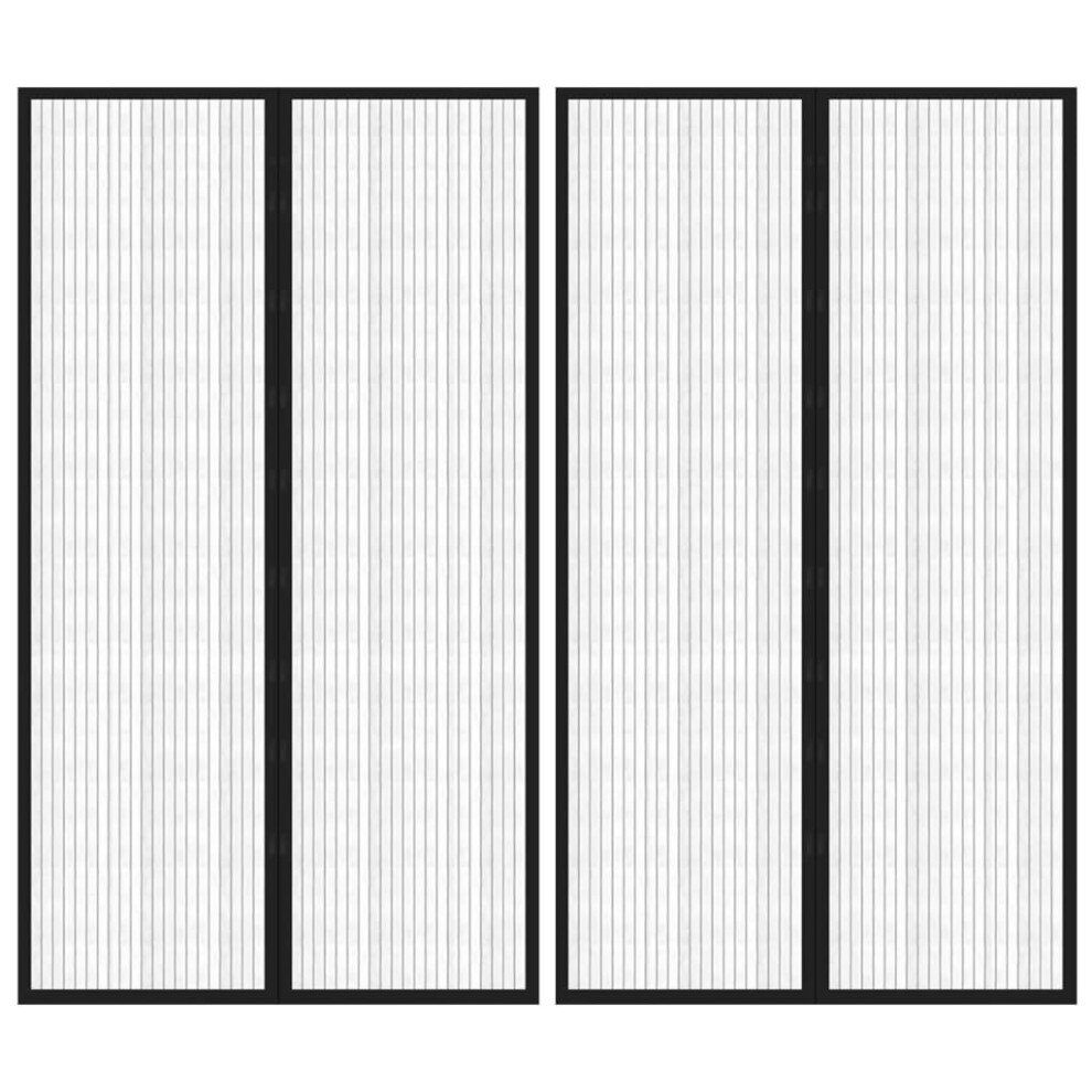 Vidaxl 2X Insect Door Curtains With Magnet Blocks 200X80 Cm Fly Screen Black