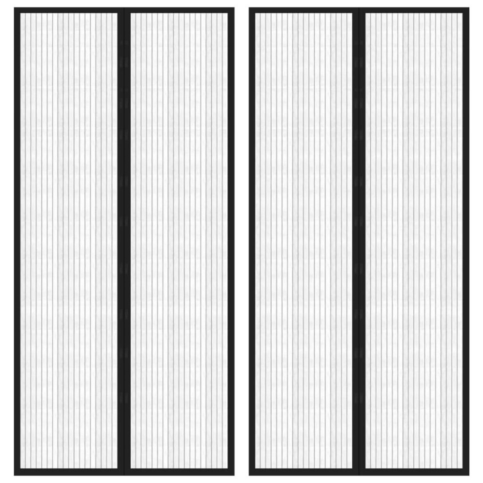 vidaXL 2x Insect Door Curtains with Magnet Blocks Black 220x110 cm Fly Screen