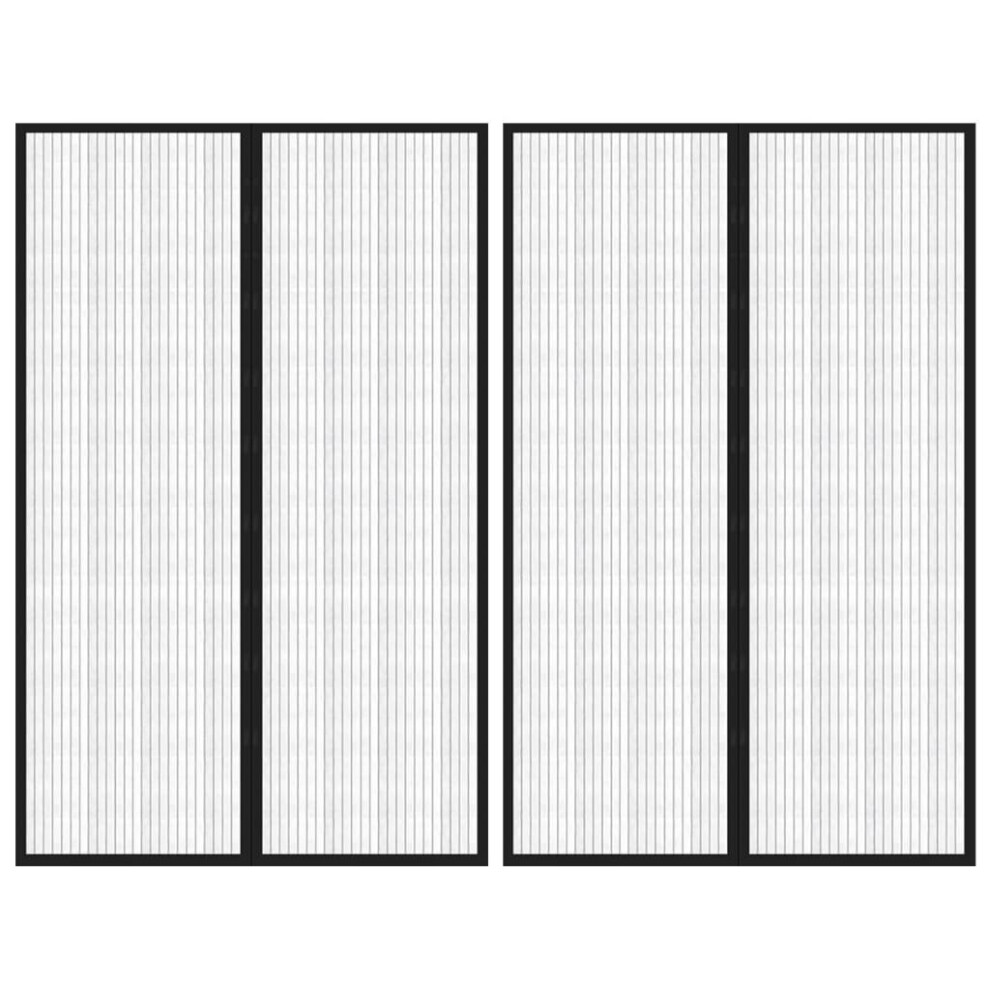 vidaXL 2x Insect Door Curtains with Magnet Blocks Black 220x130 cm Fly Screen