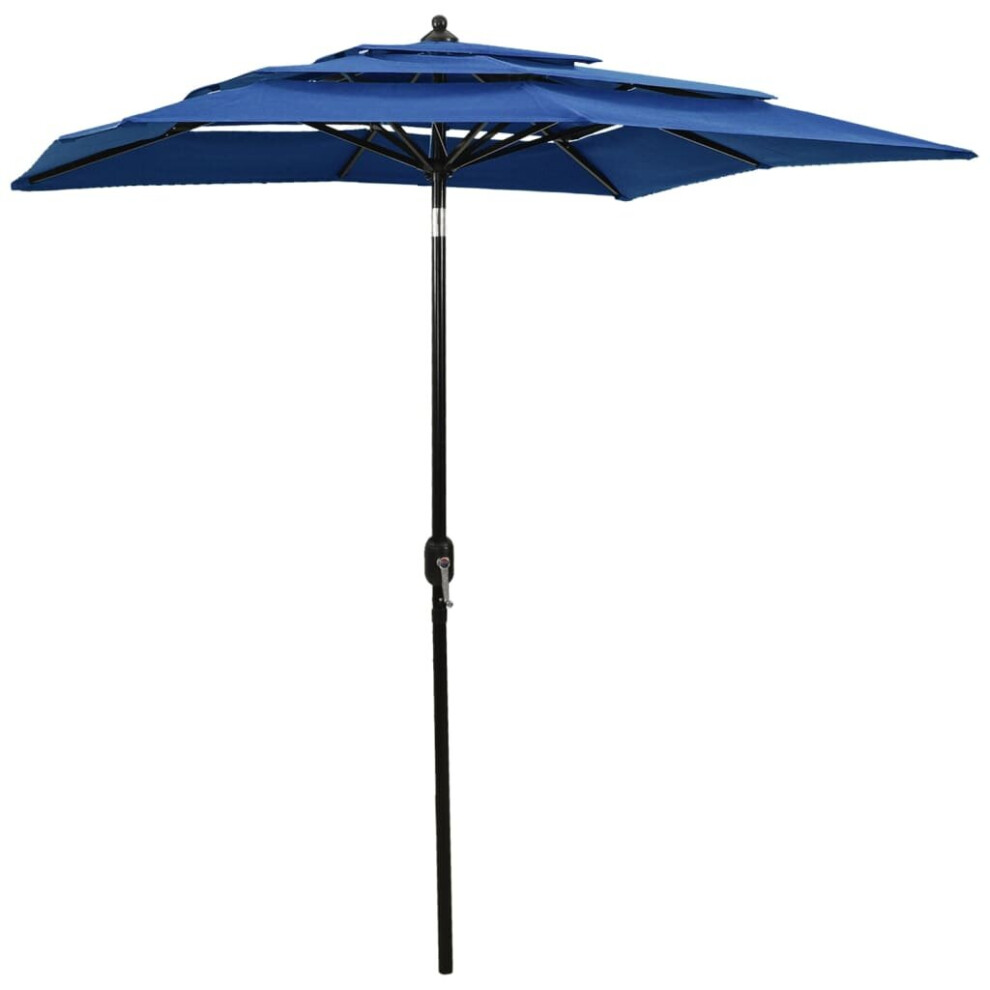 vidaXL 3-Tier Parasol with Aluminium Pole Azure Blue 2x2 m Outdoor Umbrella