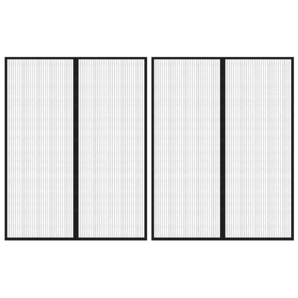 vidaXL 2x Insect Door Curtains with Magnet Blocks Black 230x160 cm Fly Screen