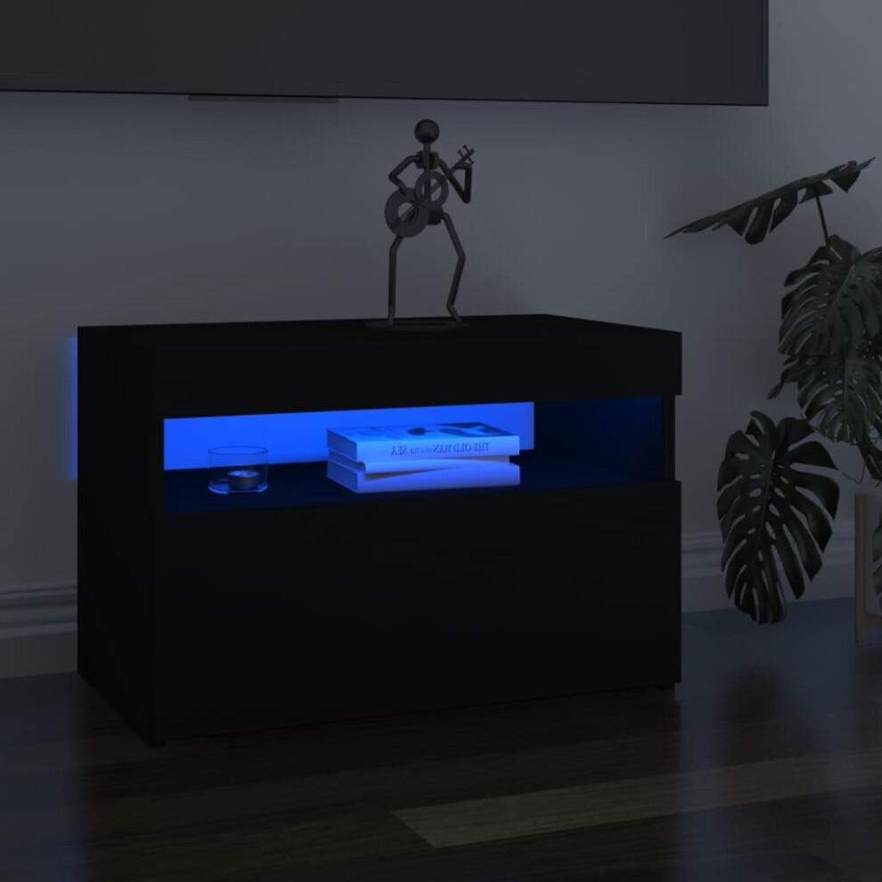 vidaXL TV Cabinet with LED Lights Black Hifi Stand Desk TV Unit Hifi Cabinet