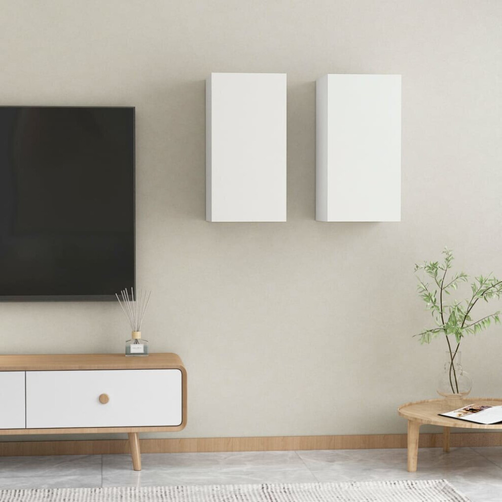 vidaXL 2x TV Cabinets White Engineered Wood Wall Mounted Cabinet Stand Indoor