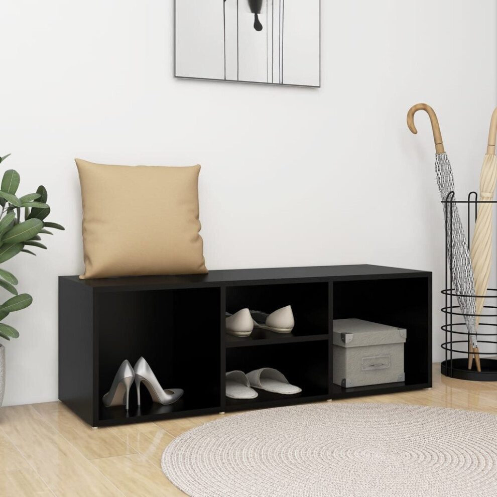 vidaXL Shoe Storage Bench Black Engineered Wood Shoe Storage Cabinet Cupboard