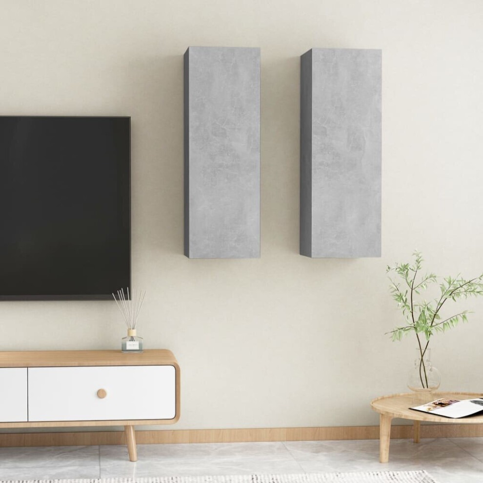 vidaXL 2x TV Cabinets Concrete Grey Chipboard Wall Mounted Hifi Stand Indoor