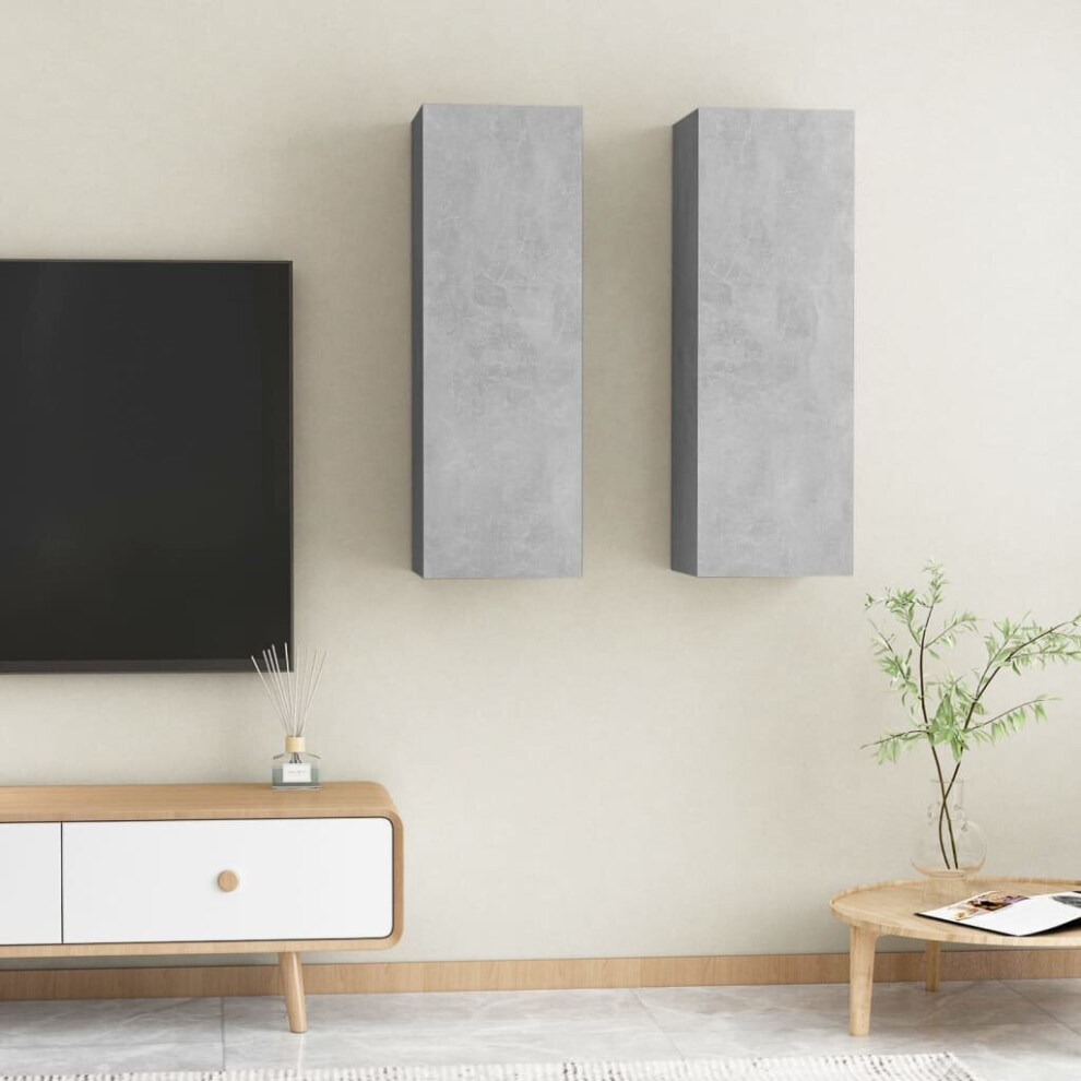 vidaXL 2x TV Cabinets Concrete Grey Engineered Wood Wall Mounted Stand Indoor