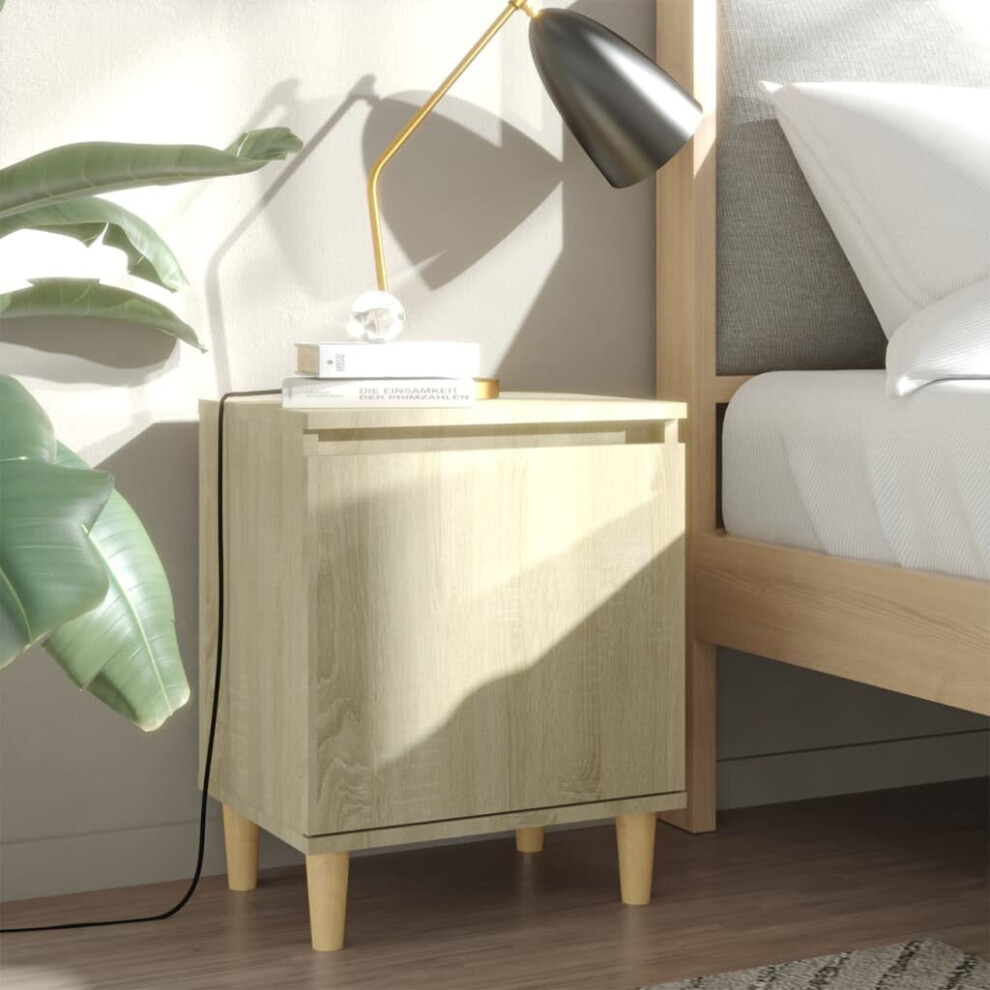 vidaXL Bed Cabinet with Solid Wood Legs Sonoma Oak Home Side Table Nightstand