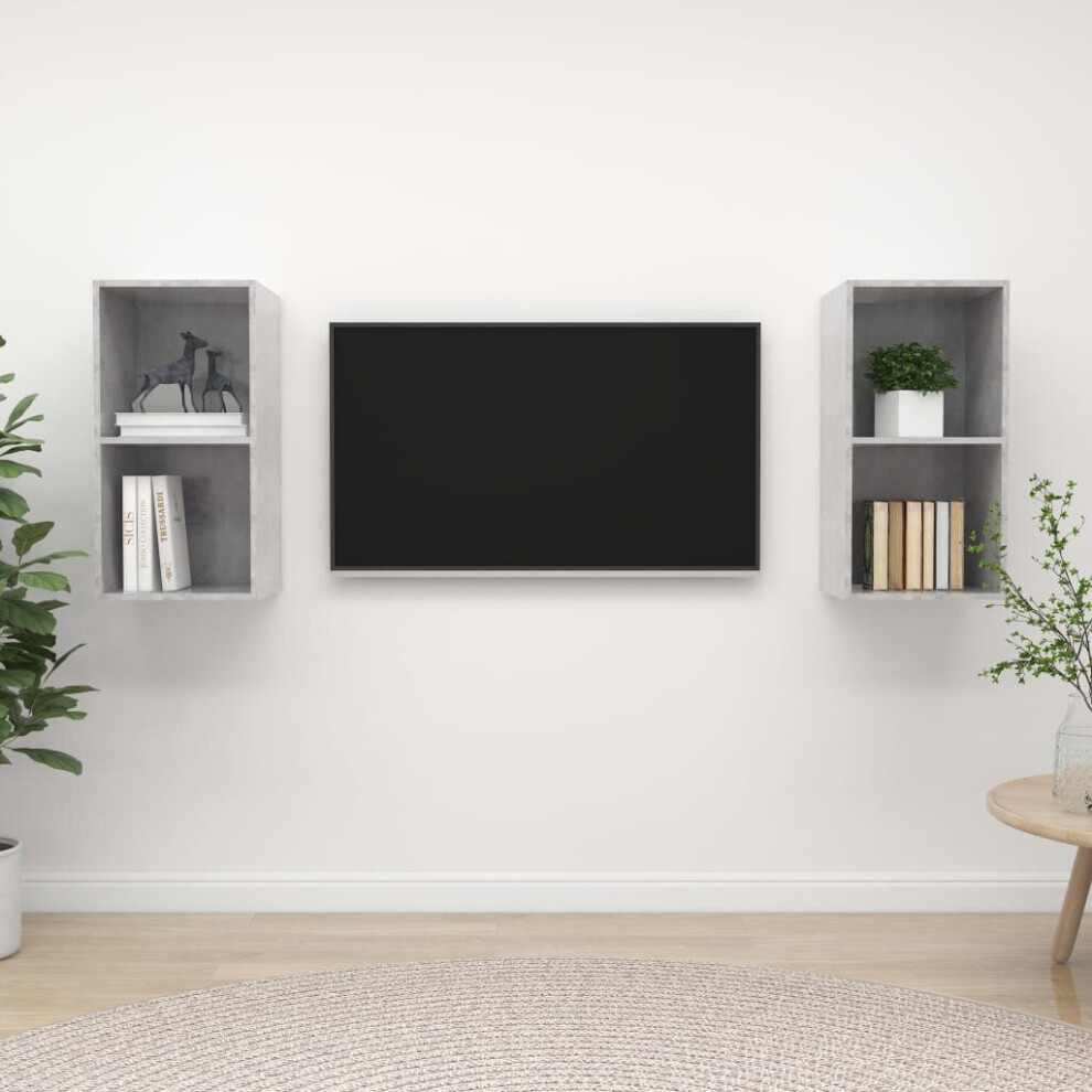 Vidaxl 2X Wall Mounted Tv Cabinets Concrete Grey Engineered Wood Tv Stand