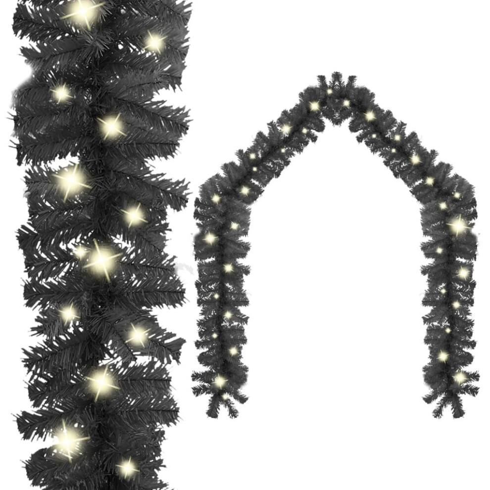 Vidaxl Christmas Garland With Led Lights 5 Holiday Xmas Decoration Black 5M