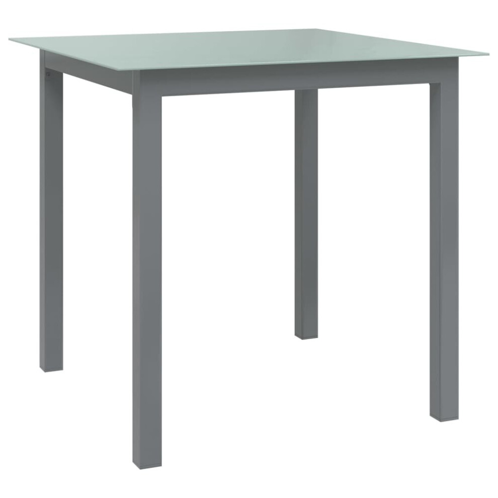vidaXL Garden Table Light Grey 80x80x74 cm Aluminium and Glass Patio Furniture