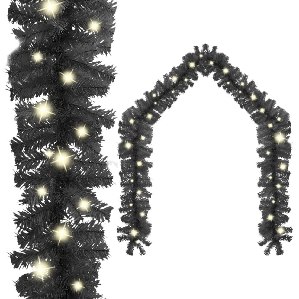 vidaXL Christmas Garland with LED Lights 20 m Black Holiday Xmas Decoration