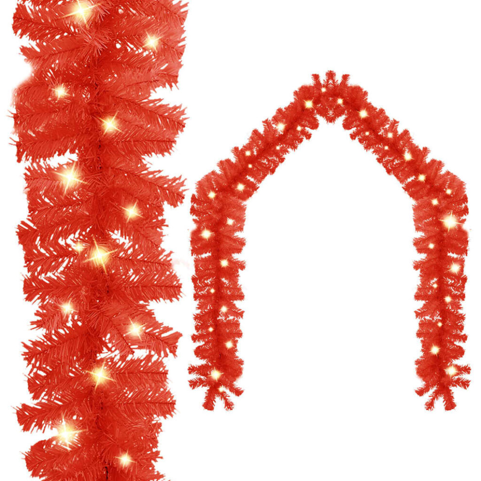 Vidaxl Christmas Garland With Led Lights 5 M Holiday Decoration Ornament Red