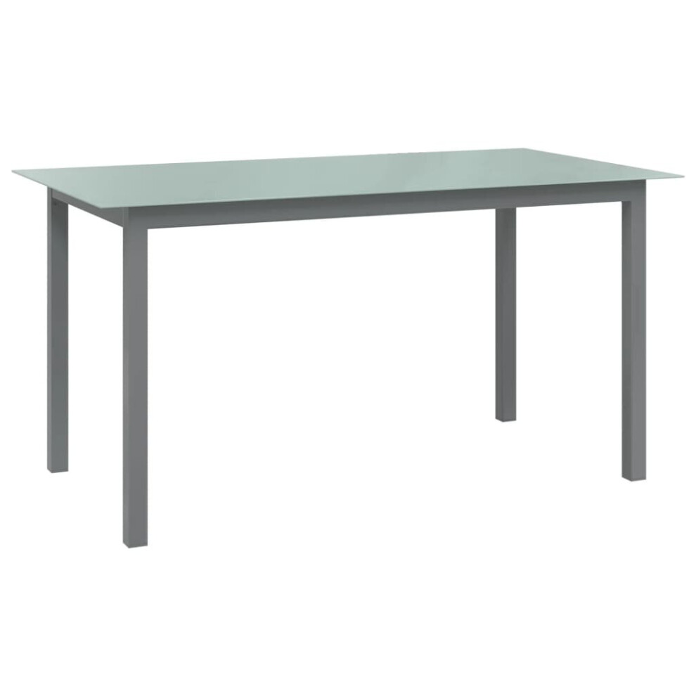 vidaXL Garden Table Light Grey 150x90x74 cm Aluminium and Glass Furniture