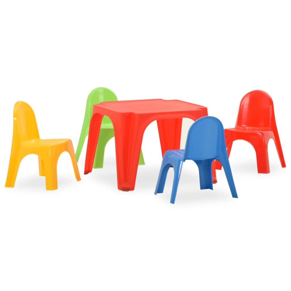 vidaXL Children's Table and Chair Set PP School Outdoor Colourful Furniture