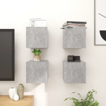 vidaXL 4x Wall Mounted TV Cabinets Concrete Grey Floating Cupboards Furniture