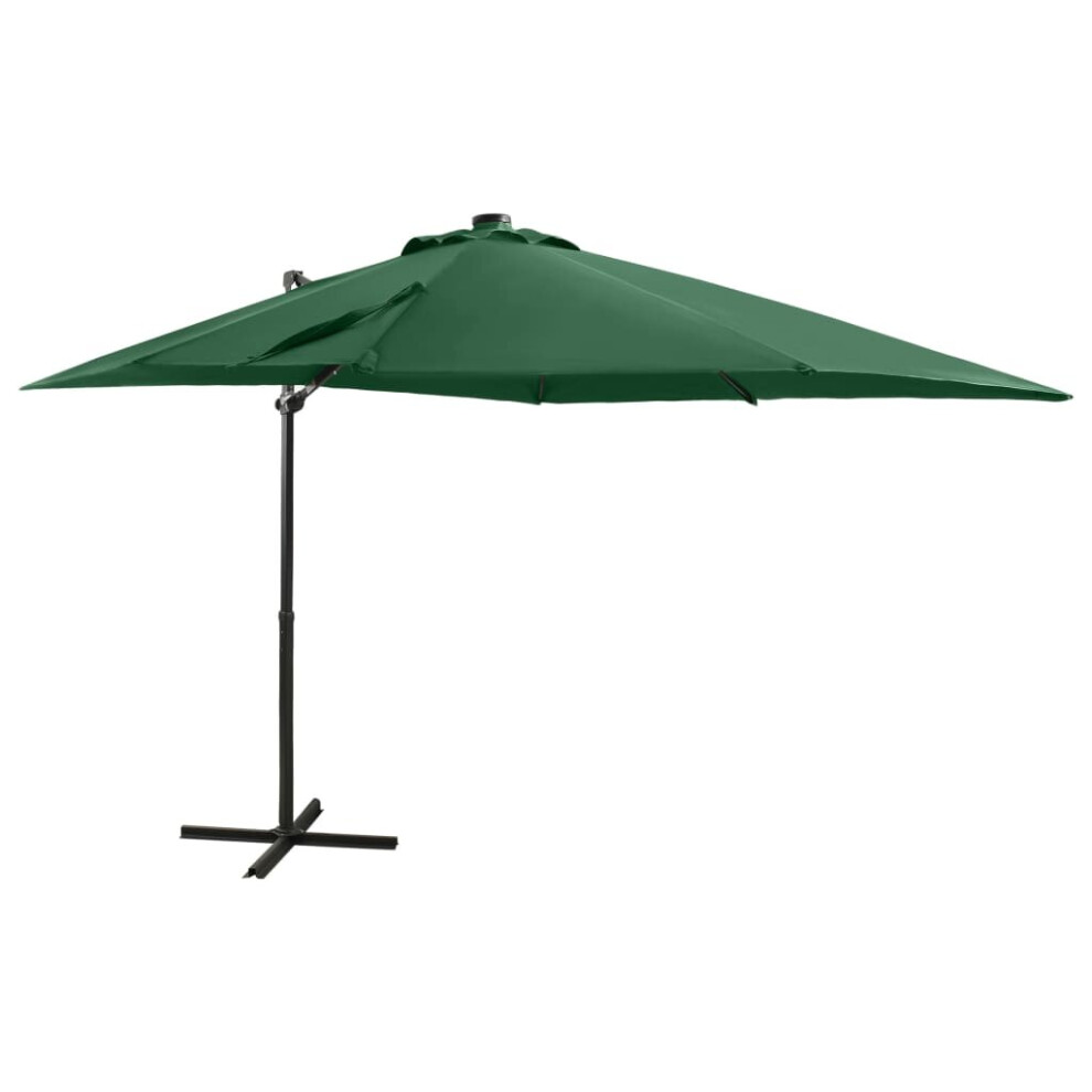 vidaXL Cantilever Umbrella with Pole and LED Lights Green 250 cm Sunshade