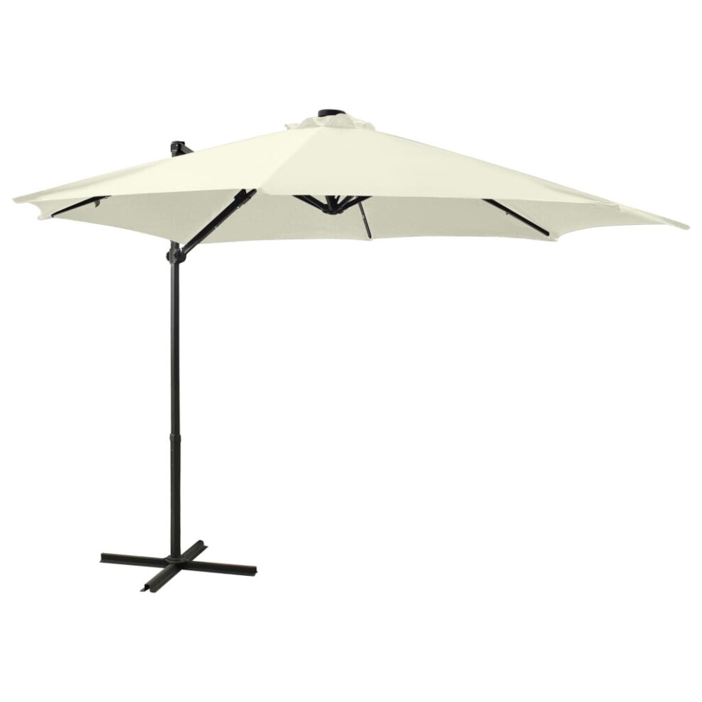 vidaXL Cantilever Umbrella with Pole and LED Lights Sand 300 cm Parasol Canopy