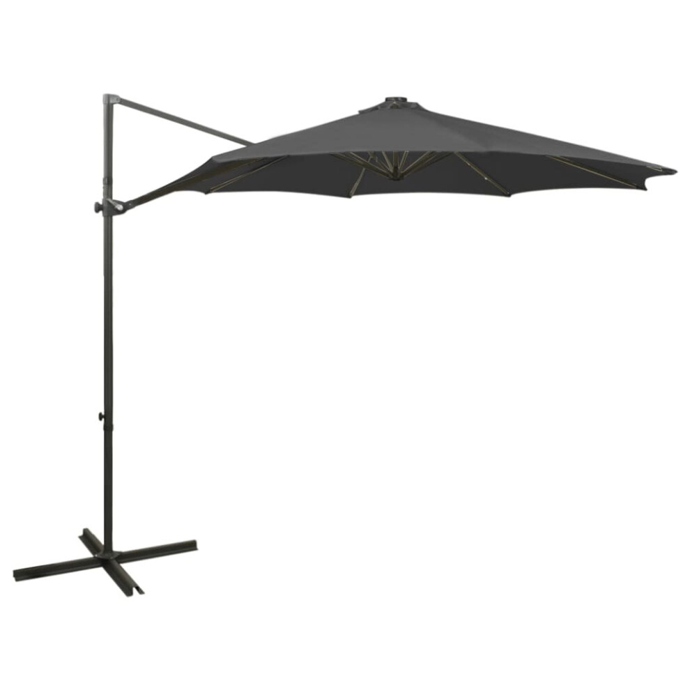 vidaXL Cantilever Umbrella with Pole and LED Lights Anthracite 300 cm Sunshade