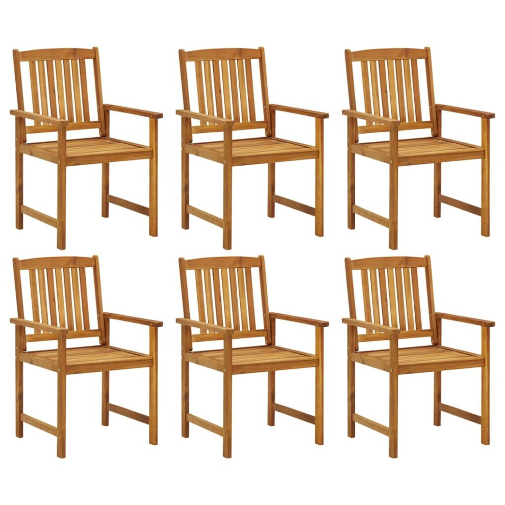 Vidaxl 6X Solid Acacia Wood Garden Chairs Outdoor Seating Backyard Terrace