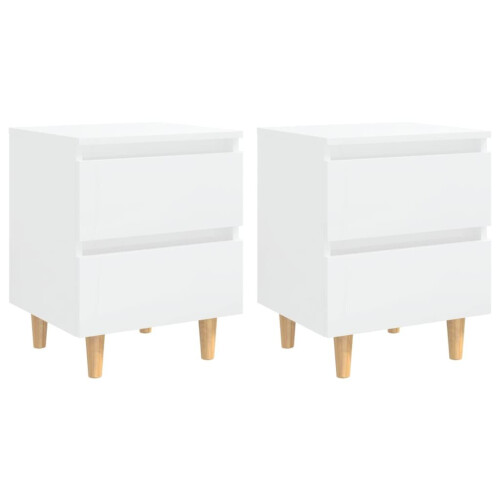 VidaXL vidaXL 2x Bed Cabinets with Solid Pinewood Legs High Gloss White Nightstand