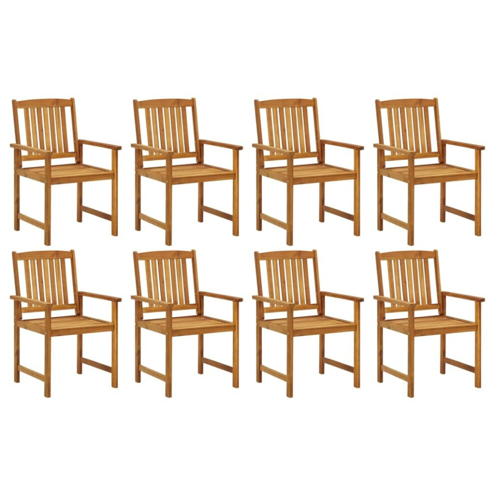 vidaXL 8x Solid Acacia Wood Garden Chairs Outdoor Seating Backyard Terrace