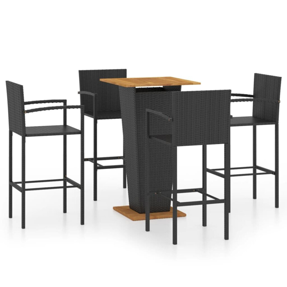 Vidaxl Garden Bar Set 5 Piece Black Outdoor Furniture Bistro Table And Chairs