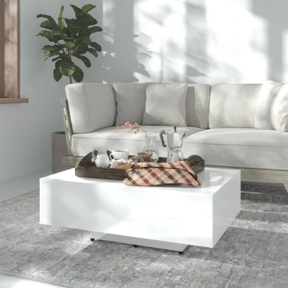 vidaXL Coffee Table High Gloss White Chipboard Couch Side Telephone Table