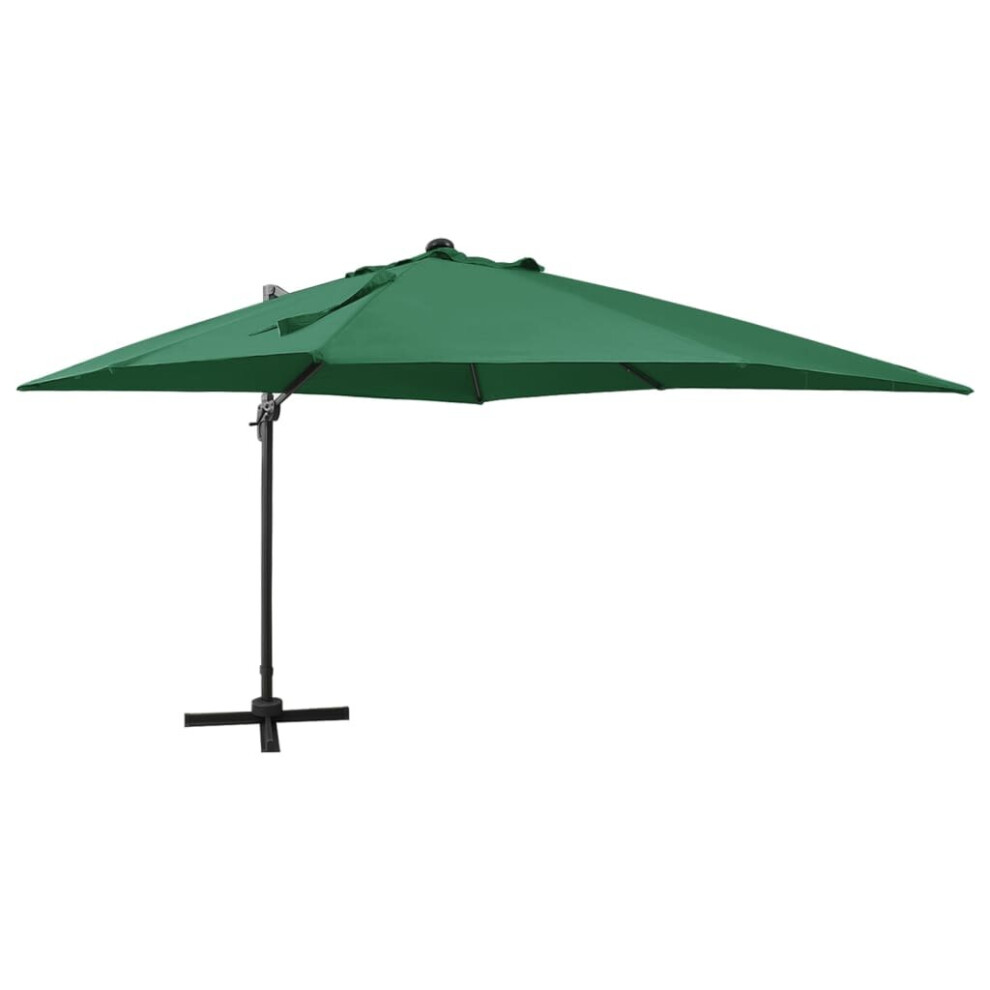 vidaXL Cantilever Umbrella with Pole and LED Lights Green 300 cm Sunshade