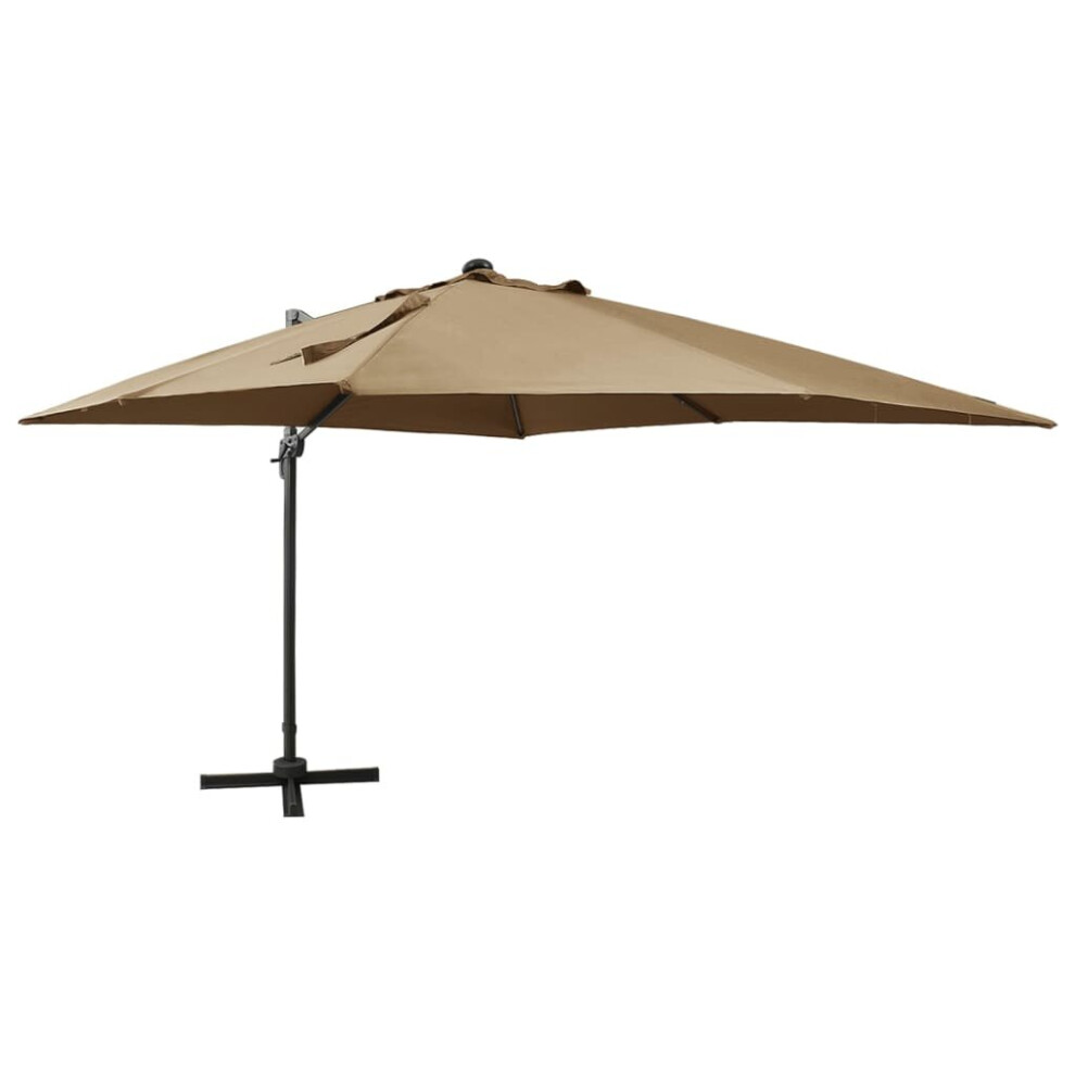 vidaXL Cantilever Umbrella with Pole and LED Lights Taupe 300 cm Sunshade