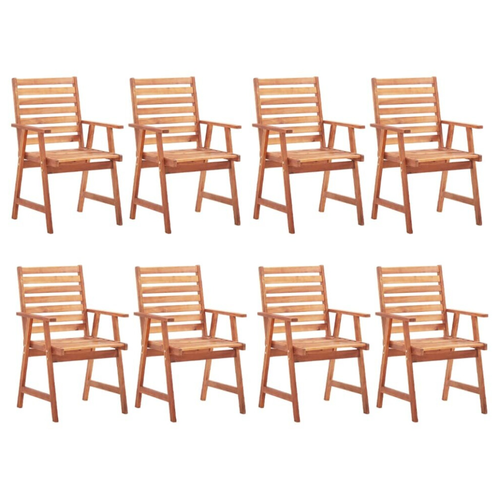 vidaXL 8x Solid Acacia Wood Outdoor Dining Chairs Garden Seating Backyard