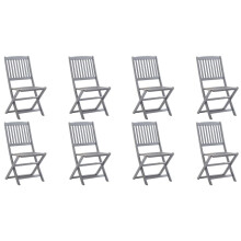 vidaXL 8x Solid Acacia Wood Folding Outdoor Chairs Garden Seating Backyard