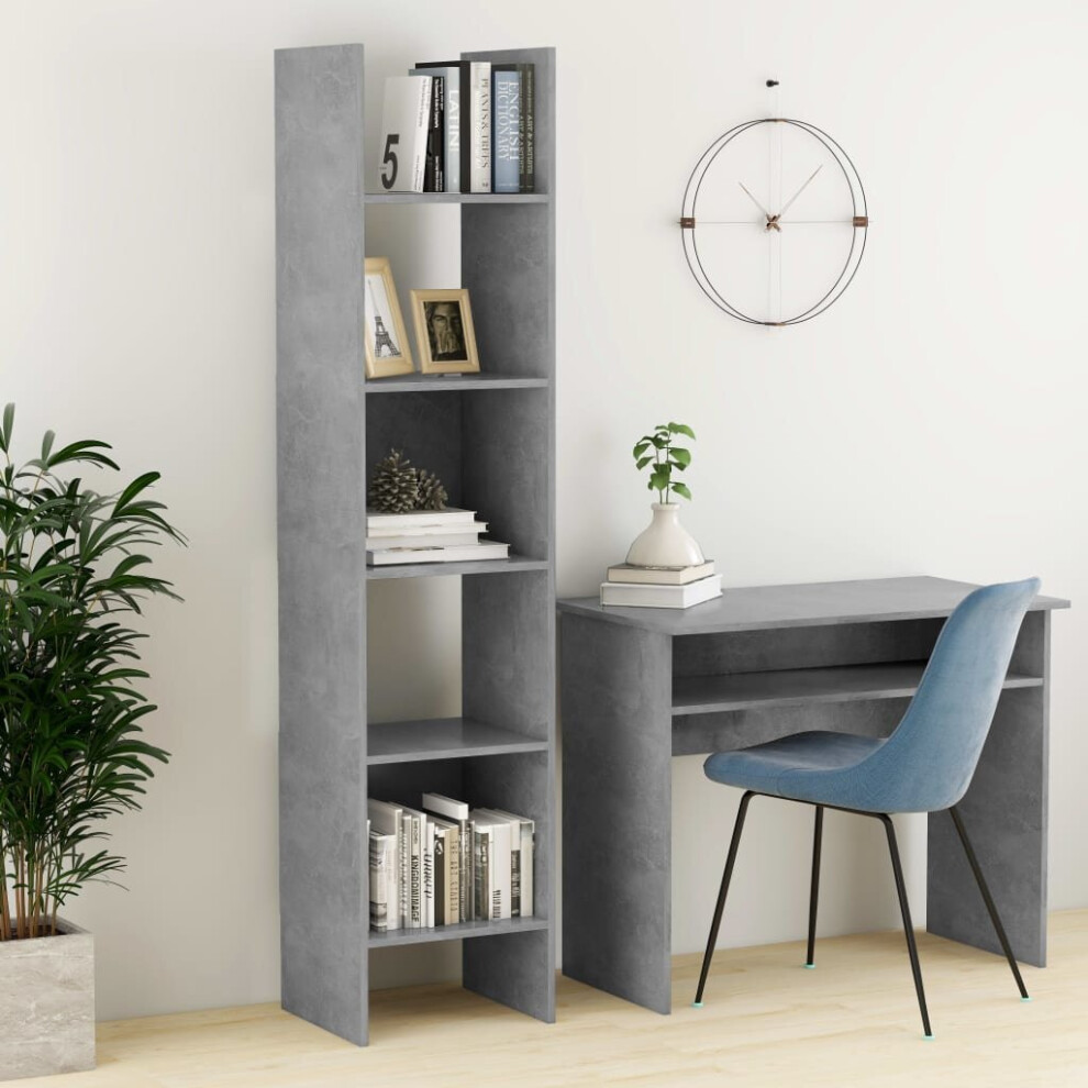 vidaXL Book Cabinet Concrete Grey Chipboard Bookcase Standing Shelf Storage